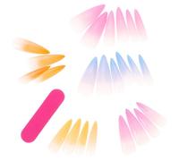 TOYZFRIENDY 24pcs Rainbow Gradient False Nails Super Long Coffin Shape Press on Nails for Girls and Teens Candy Color Waterdrop Tips and Daily Wear