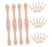 TOYZFRIENDY 25pcs Pier Columns Porch Columns Wood Staircase Balusters Carved Fence Panel Wood Balusters Cabinet Ornaments Handrail Railing Decorate Beige