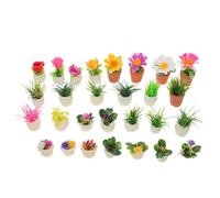 TOYZFRIENDY 28pcs Miniature Potted Plants Resin Bonsai Set Fake Greenery for Dollhouse Micro Landscape Decoration, Small Artificial Plant Pots for Indoor and Fairy Garden