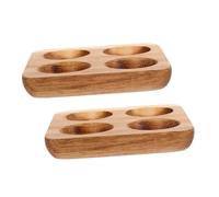 TOYZFRIENDY 2pcs Acacia Wood Egg Storage Tray Rustic Wooden Egg Holder for Refrigerator and Kitchen Countertop Space-saving Organizer Preventing Rolling and Breaking Natural Finish