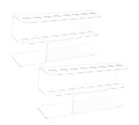 TOYZFRIENDY 2pcs Acrylic Pen Holder Display Shelf with Slots Clear Tweezers Stand and Makeup Brush Organizer Transparent Nail Art Tool Rack for Home Office School Use