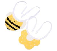 TOYZFRIENDY 2pcs Adjustable Dog Collar and Pet Scarf Set with Knitted Bee and Flower Design, Easy to Tie Polyester and Woolen Yarn Bandanas for Daily Walks and Birthdays, Suitable for Pets