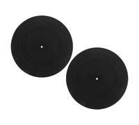 TOYZFRIENDY 2pcs Anti-static Silicone Turntable Slipmat for Vinyl Record Players Non-slip Platter Mats Replacement Protective Record Player Accessories Black