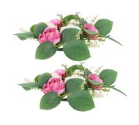 TOYZFRIENDY 2pcs Artificial Peony Candle Rings European Style Silk Flower Wreaths for Wedding and Christmas Table Centerpiece Floral Garland Decor for Indoor Festive Settings