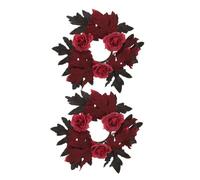 TOYZFRIENDY 2pcs Autumn Wreath Candle Rings with Realistic Maple Leaves and Rose Design Lightweight Polyester Fall Table Centerpieces for Thanksgiving Day Halloween Front Door Decor