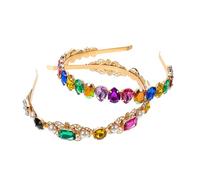 TOYZFRIENDY 2pcs Baroque Rhinestone Headbands for Women Vintage Gold Hair Hoops Elegant Festival Party Headdress Stylish Hair Accessories