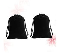 TOYZFRIENDY 2pcs Black Drawstring Jewellery Pouches Large Velvet Gift Bags for Wedding Party Candy Storage and Travel Use