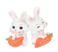 TOYZFRIENDY 2pcs Cartoon Resin Rabbit Figurines Shaking Head Bunny Car Ornament Desktop Decoration Cute DIY Home Garden Accessories