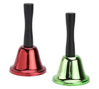TOYZFRIENDY 2Pcs Christmas Handbells Decorative Metal Bells Set Red and Green Medium Size Xmas Party Props Handheld Bells for Holiday Decor and Educational Use