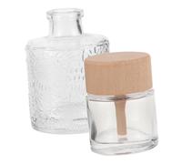 TOYZFRIENDY 2pcs Clear Glass Diffuser Bottles with Wooden Caps Reed Diffuser Containers for Home Fragrance Aromatherapy Perfume Oil Holders and Stable Design