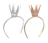 TOYZFRIENDY 2pcs Crown Headbands for Little Girls Glitter Crown-design, Three-dimensional Shape, Made of Non-woven Fabrics and Abs Plastic, Comfortable and Easy to Wear for Birthday Party