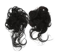 TOYZFRIENDY 2pcs Curly Messy Hair Bun High Temperature Silk Synthetic Hair Extensions for Women Ladies Updo Volume Fullness Lift Hairpiece for Daily Office Wedding Party