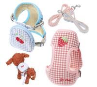 TOYZFRIENDY 2pcs Detachable Small Dog Harness Backpack Adjustable Polyester Pet Leash Vest for Puppies Cats and Rabbits Comfortable Wear with Storage for Outdoor Training and Walking