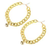 TOYZFRIENDY 2Pcs Dog Gold Chain Collar Decorative Necklace for Small to Medium Dogs and Cats Comfortable Pet Neck Ornament for Party Holiday Birthday Accessories