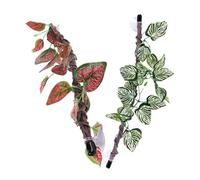 TOYZFRIENDY 2pcs Flexible Reptile Vines with Leaves Bendable Climbing Branches for Lizard Snake Bearded Dragons Gecko Terrarium Tank Accessories Artificial Plant Ornament
