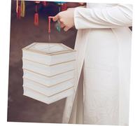 TOYZFRIENDY 2pcs Foldable Japanese Paper Lantern Rectangular Origami Lampshades with Bamboo Frame White Hanging Pendant Ceiling Shades for Home Party Wedding Decor