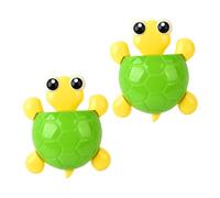 TOYZFRIENDY 2pcs Green Turtle Suction Cup Toothbrush Holder Wall Mounted Toothpaste Stand Bathroom Organizer for Washstand Storage