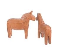 TOYZFRIENDY 2Pcs Handcrafted Wooden Horse Sculpture Vintage Figurine Rustic Home Office Decor Scandinavian Style Desktop Ornament