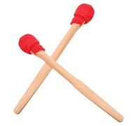 TOYZFRIENDY 2Pcs Handle Drumsticks with Red Cloth Wrap Percussion Instrument Mallets for Gong and Drum Striking Wood Material for Precise Impact Suitable for Band Performances Concerts and