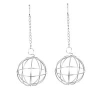 TOYZFRIENDY 2pcs Hanging Poultry Feeder Stainless Steel Ball Holder for Feeding Chickens Hens Parrots in Farm Countryside