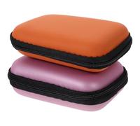 TOYZFRIENDY 2pcs Hard Drive Storage Case Portable Protective Box for External Hdd and Ssd, Compact Hard Carrying Pouch for Travel Electronics, Shockproof Orange and Pink Organizer Bags