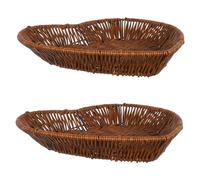 TOYZFRIENDY 2pcs Heart Shaped Imitation Rattan Bread Baskets Handwoven Rustic Storage Trays for Picnic Food Serving Kitchen Dining Decor