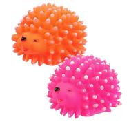 TOYZFRIENDY 2Pcs Hedgehog Pet Teething Latex Squeaky Dog Chew for Puppy Dental Care Interactive Fun Cartoon Design Random Color