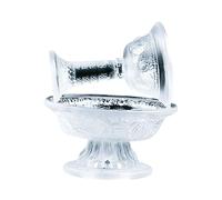 TOYZFRIENDY 2pcs High-Footed Glass Offering Bowl Multi-use Buddha Footed Tray Cups for Home and Temple Ritual Water Smooth Polished Transparent Crystal Chalices