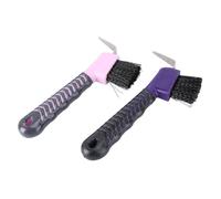 TOYZFRIENDY 2Pcs Horse Hoof Cleaning Tools with Built Hook Hoof Picks for Mud Removal and Comfortable Grip Portable Grooming Brushes for Horses Random Color