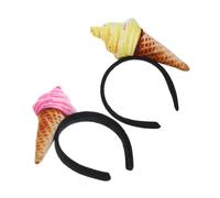 TOYZFRIENDY 2pcs Ice Cream Cone Face Wash Headbands for Women Cute Elastic Hair Styling Tools Comfortable Non Slip Makeup Accessories Yellow Pink