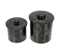 TOYZFRIENDY 2pcs Iron Food Storage Containers with Airtight Sealing Large Capacity Jars for Tea Snacks Coarse Cereals Marble Patterned Organizer Bottles for Home and Festival Use