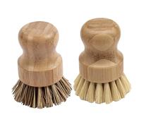 TOYZFRIENDY 2pcs Kitchen Cleaning Brush Wood Handle Scrubbing Brush for Pots Dishes Non-stick Cookware Grease Removal Household Use