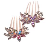 TOYZFRIENDY 2pcs Korean Style Rhinestone Hair Comb Alloy Fivetooth Updo Hair Clip for Women Wedding Party Prom
