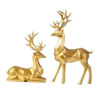 TOYZFRIENDY 2pcs Luxury Resin Reindeer Figurines Modern Origami Style Deer Desktop Decorations Artistic Christmas Deer Ornaments for Bedroom and Tabletop Decor