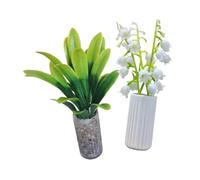 TOYZFRIENDY 2Pcs Miniature Bonsai Plant Decor with Vase Realistic Tiny Potted Flowers for Dollhouse Indoor Faux Greenery for Home Photo Props Mini Garden Accessories
