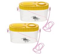 TOYZFRIENDY 2pcs Outdoor Insect Observation Magnifying Critter Boxes, Portable Yellow Multi-function Containers with Feeding Accessory for Bug Catching and Scientific Exploration