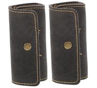 TOYZFRIENDY 2pcs Portable PU Leather Guitar Pick Holder Case Vintage Matte Black Storage Bag for Guitar Picks and Small Accessories Lightweight Compact Design for Musicians and Guitarists