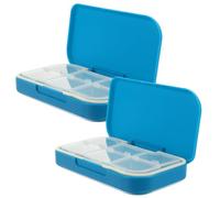 TOYZFRIENDY 2Pcs Portable Six-Compartment Medicine Holder Pill Storage Box with Leak-Resistant Buckle Design Food-Grade Material Weekly Capsule Organizer for Travel and Daily Use