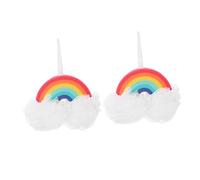 TOYZFRIENDY 2Pcs Rainbow Shower Mesh Balls Bath Scrubber Soft Exfoliating Body Puff Loofah Sponge for Smooth Skin Easy Hold Lightweight Bath Accessory for Women and Travel