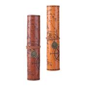 TOYZFRIENDY 2pcs Retro Pu Leather Pencil Pouch Set with Treasure Map Sketch Pattern, Large Capacity Pen Storage Bag for Students and Artists, Dark Brown and Brown Roll-up Pencil Case for Art