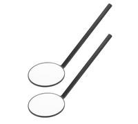 TOYZFRIENDY 2pcs Round Eyelash Extension Mirrors 7.4x2.4in Handheld Lash Tools Portable Black Makeup Mirrors for Salon Lash Examination