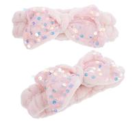 TOYZFRIENDY 2pcs Sequins Bow Hair Bands for Makeup and Face Washing Soft Plush Headbands with Bowknot Design Comfortable and Firm Hair Wraps for Women and Daily Use