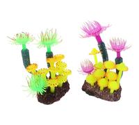 TOYZFRIENDY 2pcs Silicone Artificial Coral Reef for Aquarium Fish Tank Realistic Sea Anemone Decorations Low Maintenance Underwater Landscape Enhancer Flexible Fish Tank Ornament for Aquatic