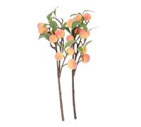 TOYZFRIENDY 2pcs Simulation Peach Branches Faux Fruit Home Decor Artificial Peach Tree Sprigs for Flower Arrangements Crafts Photography Props Natural Fresh Look Pink Medium