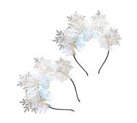 TOYZFRIENDY 2pcs Snowflake Headband Snowflake Hair Headband Rustic Tag Small Make Eve Christmas Party Merry Noel Cutouts Fancy Ornament Have Xmas Swift UV Greeter