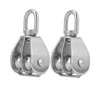 TOYZFRIENDY 2pcs Stainless Steel Double Pulley Wheels for Rope Hoist Lifting Pulley System Outdoor Fishing Load Handling Equipment