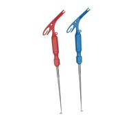 TOYZFRIENDY 2PCS Stainless Steel Fish Hook Lifter and Extractor with Red and Blue Handles Multifunctional Outdoor Fishing Tool for Quick Hook Removal and Knot Tying Minimizes Fish Damage