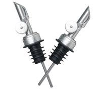 TOYZFRIENDY 2pcs Stainless Steel Olive Oil Pourer Spouts with Auto Flip Caps Drip Portable Bottle Pourers for Liquor Vinegar Wine Dispensing Easy One Handed Control and Dishwasher Safe