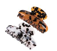 TOYZFRIENDY 2PCS Vintage Large Acrylic Marble Pattern Hair Claw Clips for Women Smooth Hair Accessories Coffee White Stylish Styling Tool
