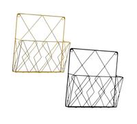 TOYZFRIENDY 2pcs Wall-mounted Iron File Storage Rack Hanging Organizer for Documents and Magazines Metal Mesh Holder for Home Office Study Easy Installation Modern Design in Black and Gold